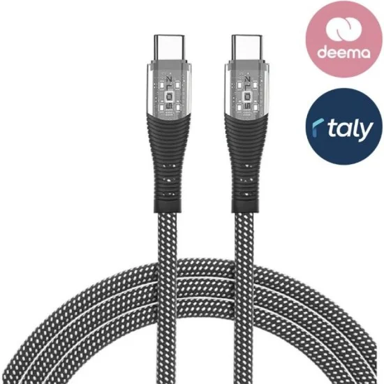 Zlos USB-C to USB-C Pureweave Braided Cable - Black / Grey